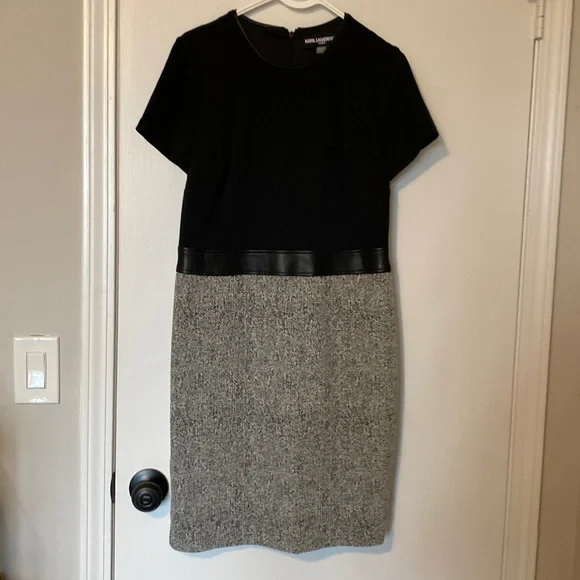 karl lagerfeld black tweed dress Karl Lagerfeld Dress Black and White Tweed Size 2  Poppy's Vintage Clothing